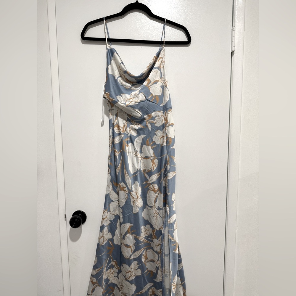 Petal & Pup Blue floral satin dress